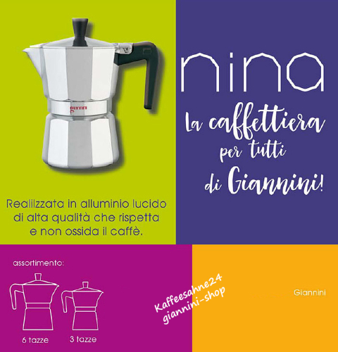 Nina 6 Tassen Aluminium Espressokocher schwarz