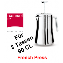 Giannini,8 Tassen, 90 cl, French Press, Edelstahl, Aufgusskanne, Pressstempelkanne, Thermofunktion