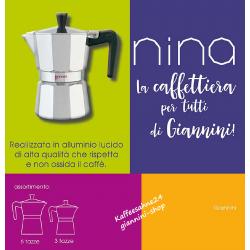 Nina 6 Tassen Aluminium Espressokocher schwarz